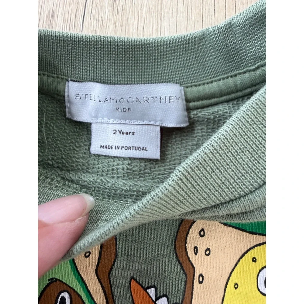 Stella McCartney Kids Sage Green Toast Face Graphic Sweatshirt 2 Years